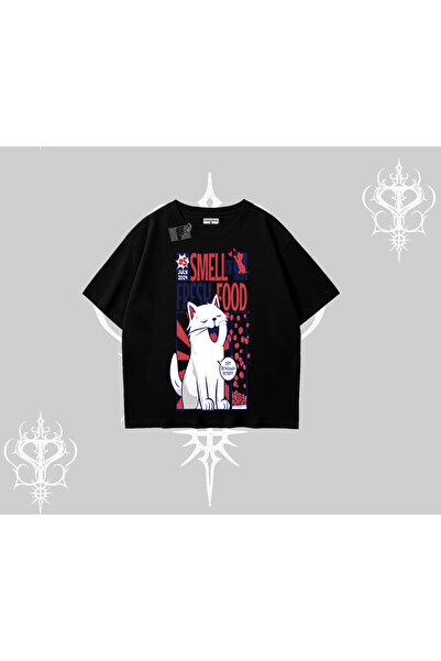 Tarzsokak Tricou supradimensionat cu imprimeu „Smell of Fresh Food Kedi”