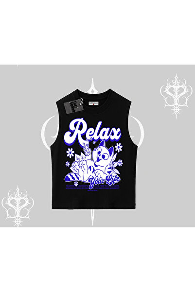 Tarzsokak Αμάνικο μπλουζάκι με στάμπα Relax Cat