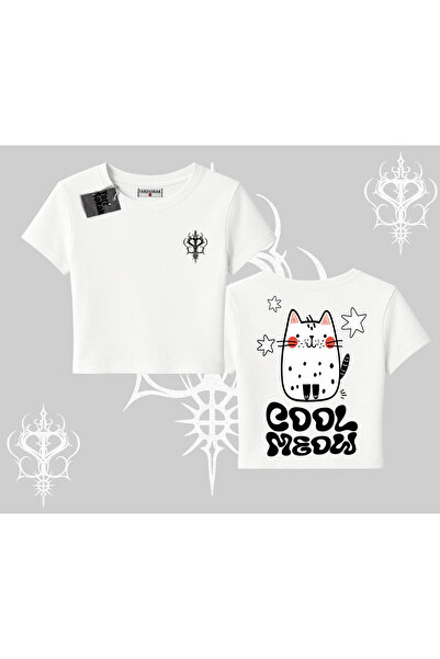 Tarzsokak Tricou Babby cu imprimeu pe spate cu pisică drăguță scrisă Cool Meow