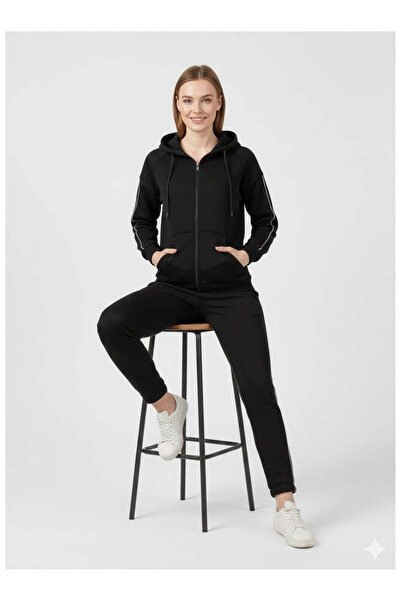 ModaPlaza Women's 3 Thread B Piped Tracksuit Set
