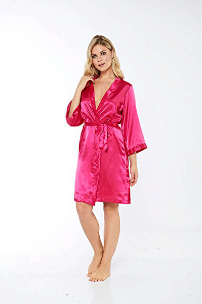 Sistina Ozlstor Fuchsia Silk Satin Dressing Gown - 14007 - (154205) Size L