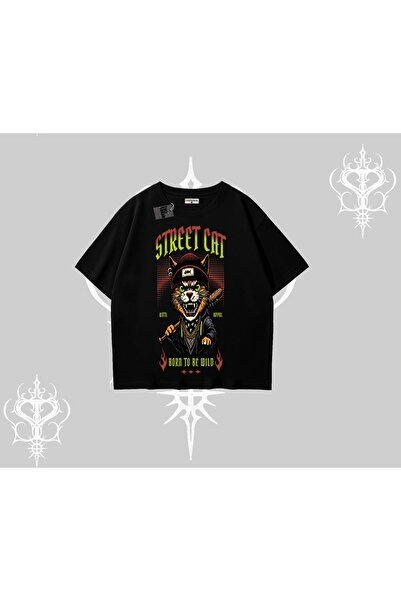 Tarzsokak Μπλουζάκι με στάμπα Street Cat Kedi σε μεγάλο μέγεθος