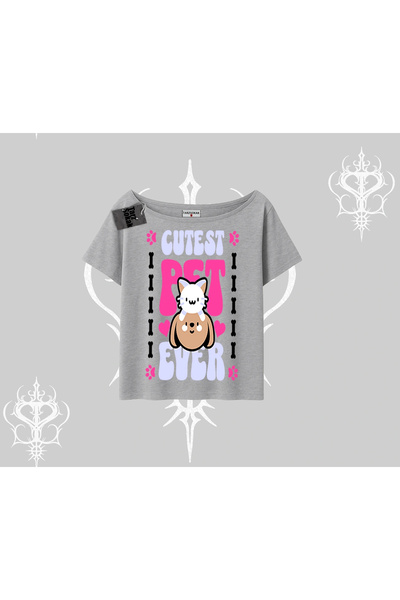 Tarzsokak Tricou cu guler tip barcă imprimat „Cel mai bun animal de companie ...