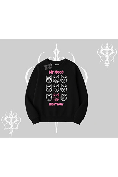 Tarzsokak Tricou drăguț cu pisică și bicicletă, cu textul „My Mood Right Now”