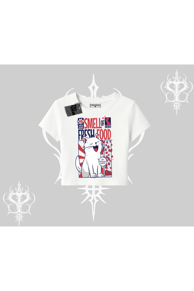 Tarzsokak Tricou Babby cu imprimeu „Smell of Fresh Food Kedi”