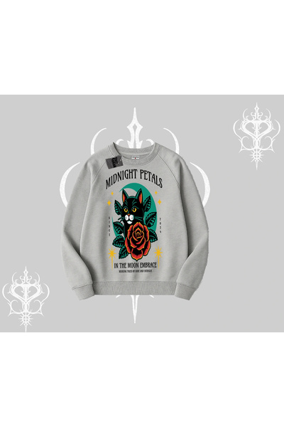 Tarzsokak سويت شيرت ميدنايت بتالز كات مطبوع بيسكيت