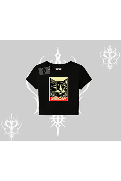 Tarzsokak Tricou Babby cu imprimeu portret de pisică scrisă Meow