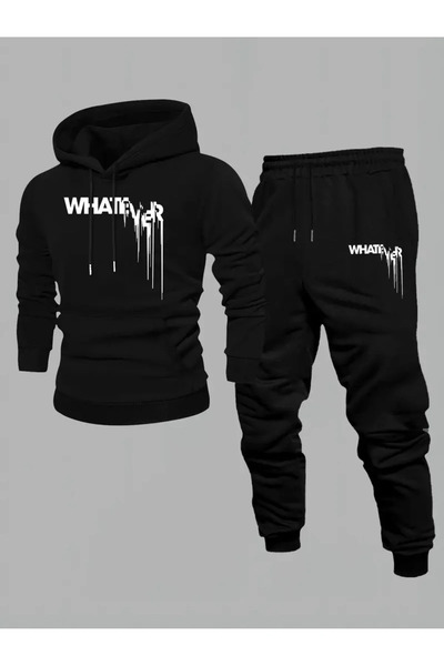 AEMİ Unisex Whatever Printed Hooded Sweatshirt and Jogger Sweatpants- Bottom ...