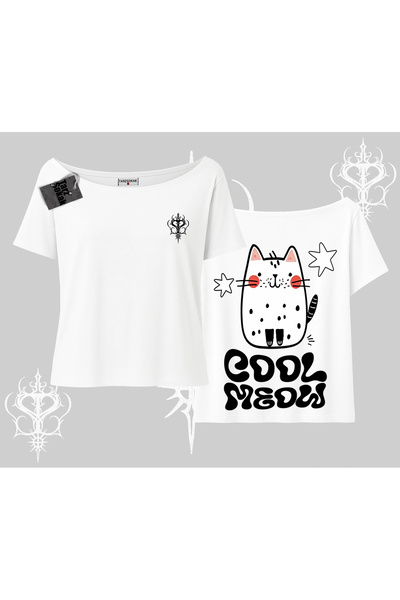 Tarzsokak Tricou cu guler bărcuță, cu imprimeu pe spate, cu pisică drăguță sc...