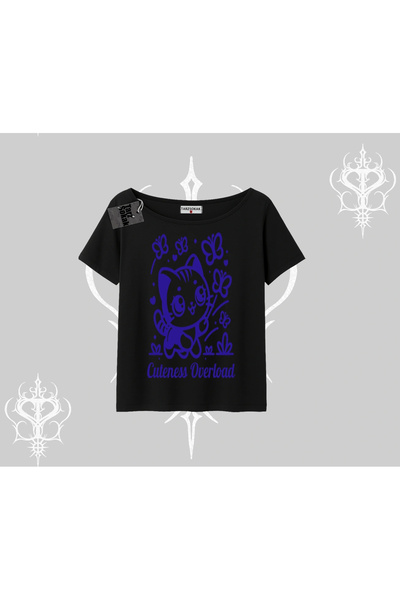 Tarzsokak Tricou crop supradimensionat cu imprimeu Stay Cool Cat