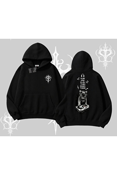 Tarzsokak DJ Cat Принтирана суитшърт с качулка с музикална тематика