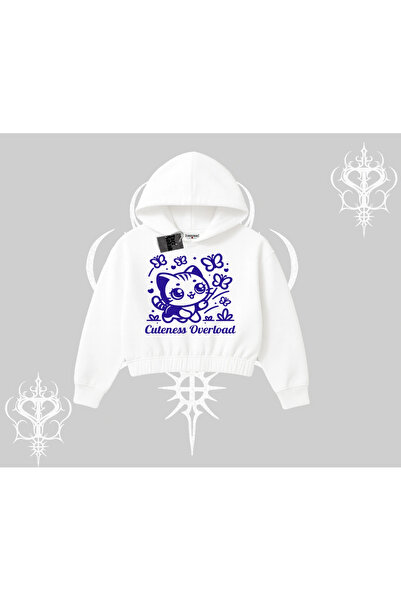 Tarzsokak Prevelika slatkoća mačka Štampano Hoodie Skraćeni kroj Dukserica