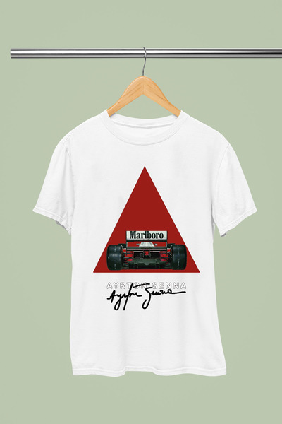 MAGORS تي شيرت AYRTON SENNA مطبوع من القطن بأكمام قصيرة وقصة عادية لسباقات ال...