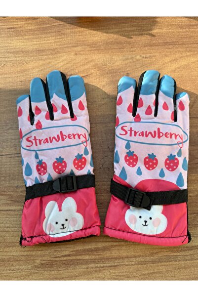 Blotch Strawberry and Rabbit Strawberry Pink Color Lined Children's Ski and S...