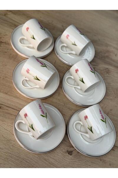Hediye Köşkü Soft Lavanta Desen Kahve Takımı