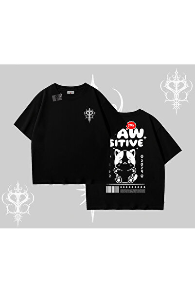 Tarzsokak Tricou supradimensionat cu imprimeu pe spate Paw Sitive Cat