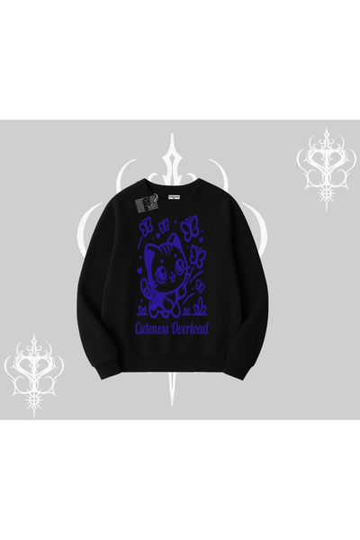 Tarzsokak Φούτερ με στάμπα γάτας  "Υπερβολική Χαριτωμερότητα "