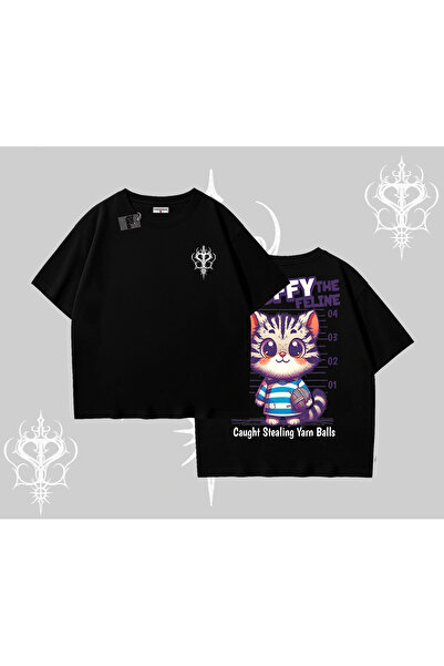 Tarzsokak Tricou supradimensionat cu imprimeu pe spate cu pisica drăguță, cu ...