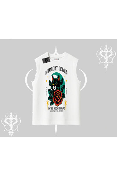 Tarzsokak Αμάνικο μπλουζάκι με στάμπα Midnight Petals Cat