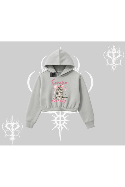 Tarzsokak سترة سيرين بيوتي كات مطبوع ذات القلنسوة القصيرة