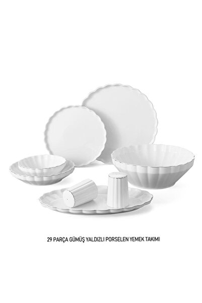 ÇIRPAN EV İSTİRİDYE GÜMÜŞ 6 KİŞİLİK 29 PARÇA YEMEK TAKIMI
