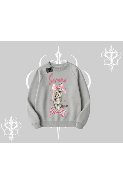 Tarzsokak سويت شيرت سيرين بيوتي كات مطبوع بيسكيت