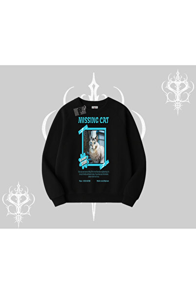 Tarzsokak Hanorac cu imprimeu Missing Cat Baskılı Biskilet