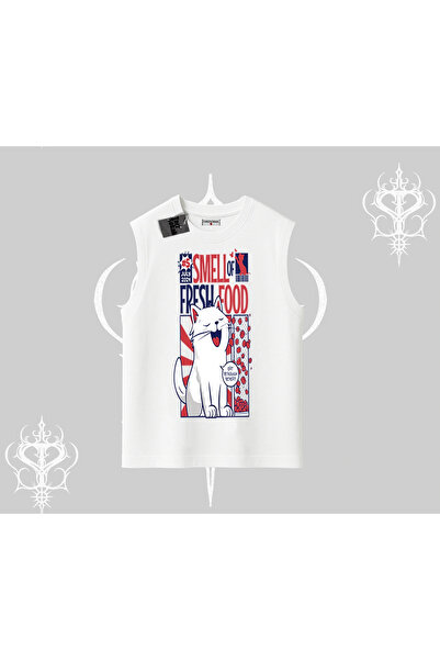 Tarzsokak Tricou fără mâneci cu imprimeu „Smell of Fresh Food Kedi”
