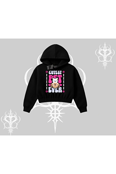 Tarzsokak Hanorac scurt cu glugă și imprimeu „Best Pet Ever”