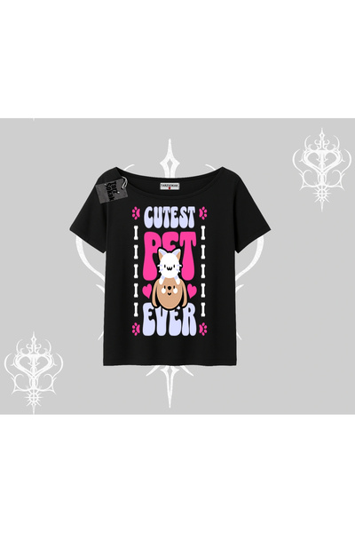 Tarzsokak Tricou cu guler tip barcă imprimat „Cel mai bun animal de companie ...