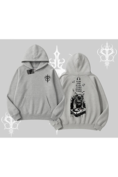 Tarzsokak DJ Cat Принтирана суитшърт с качулка с музикална тематика