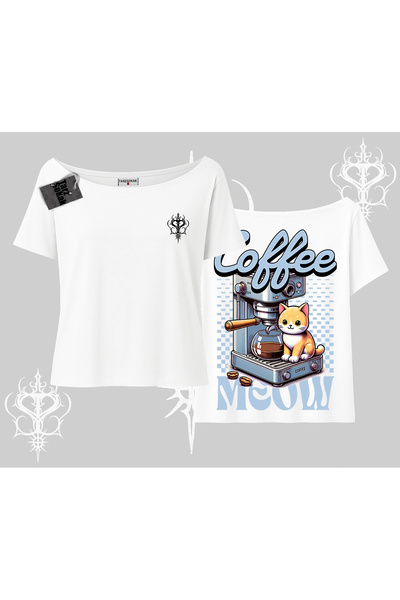 Tarzsokak Μπλουζάκι με λαιμόκοψη καγιάκ με στάμπα γάτας στην πλάτη, με θέμα τ...