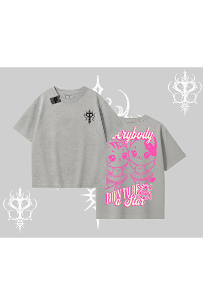 Tarzsokak Tricou supradimensionat cu imprimeu pe spate cu pisică drăguță și t...