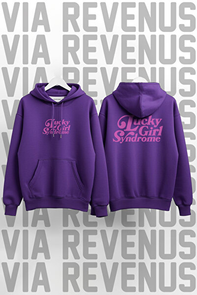 Vordevia Lucky Girl Syndrome Back cu imprimeu Unisex supradimensionat cu glug...
