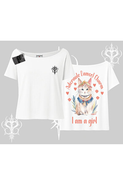 Tarzsokak تي شيرت بتصميم الأميرة كيدي اللطيف ذو الرقبة القاربية مطبوع