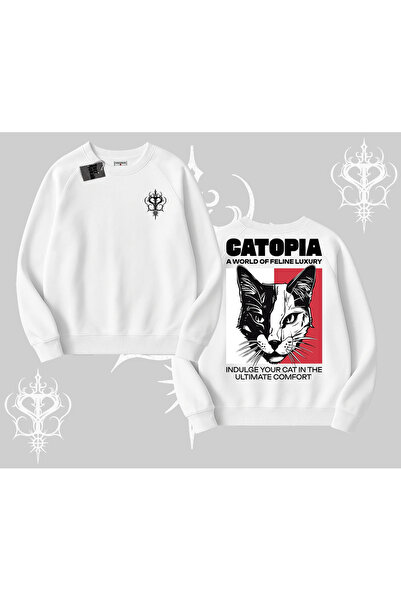 Tarzsokak سترة عرقية حديثة ذات طابع قطط من طراز مطبوع بيسكيت