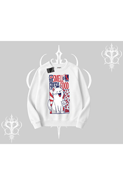 Tarzsokak Mirosul de mâncare proaspătă Hanorac Kedi Baskılı Biskilet