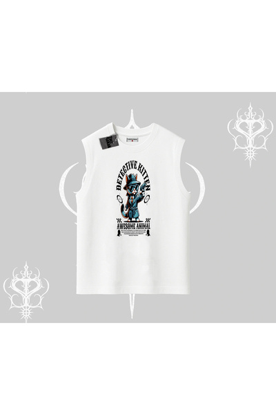 Tarzsokak Tricou fără mâneci cu imprimeu Detective Kitten Cat