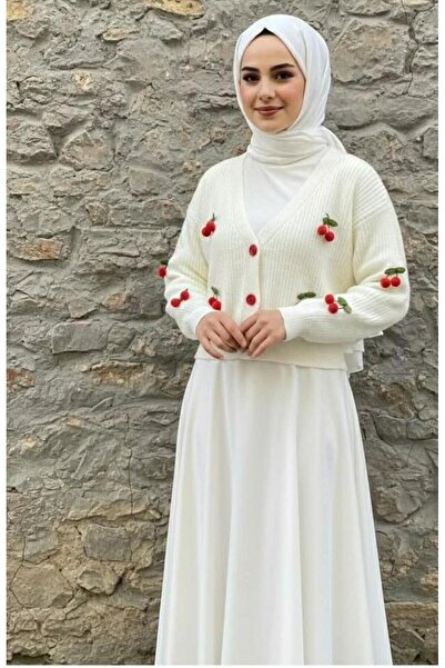 sebina kiraz detaylı triko hırka