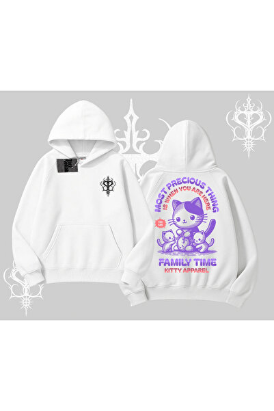 Tarzsokak Hanorac cu glugă cu imprimeu pe spate, cu textul „Family Time” și „...