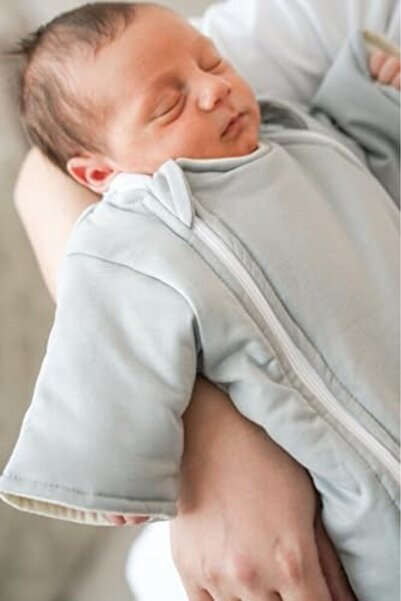 BRF MRT Pamuk Bebek Uyku Tulumu - Elyaf Dolgulu ve Kolay Alt Değiştirme İçin Çift Fermuarlı (Gri, 0-3 Ay