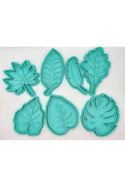 ADA 3D Tropikal Yaprak Monstera Deve Tabanı Bitki Desenli Kurabiye Kalıbı Seti