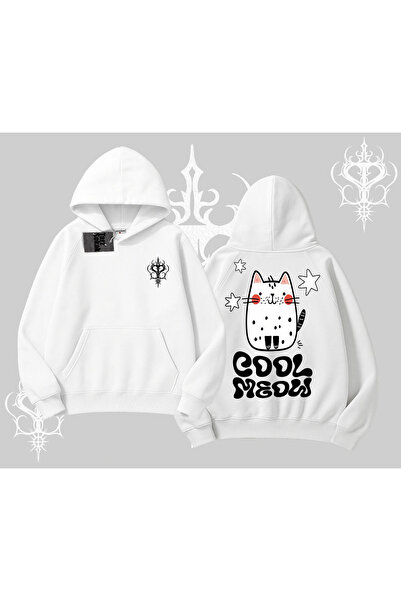 Tarzsokak Φούτερ με κουκούλα με χαριτωμένη γάτα και στάμπα στην πλάτη, με την...