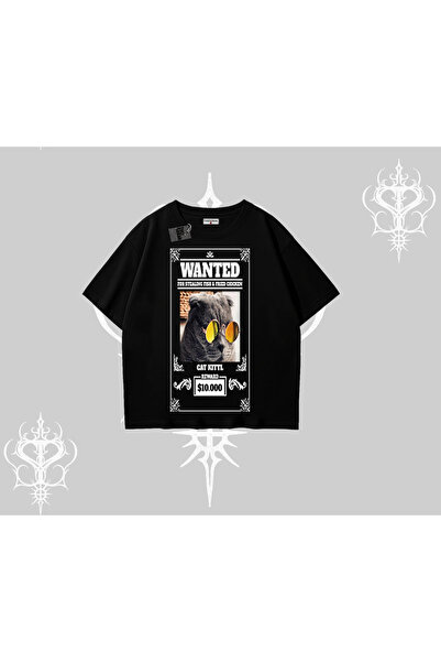 Tarzsokak Tražena tematska majica mačka Štampano Oversize kroj