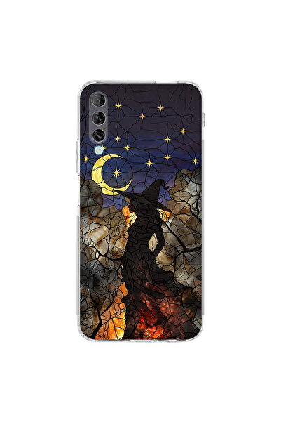 PrintiFy Huawei P Smart Pro ile Uyumlu Vitray Cadı Saati Tasarımlı Şeffaf Sil...