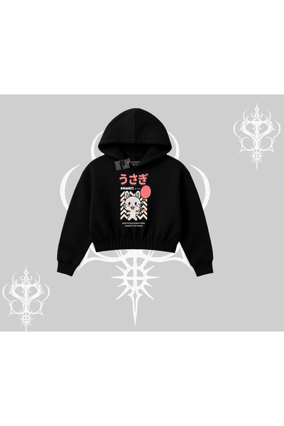 Tarzsokak Hanorac scurt cu glugă Usagi Kawaii Cute Heart Energy