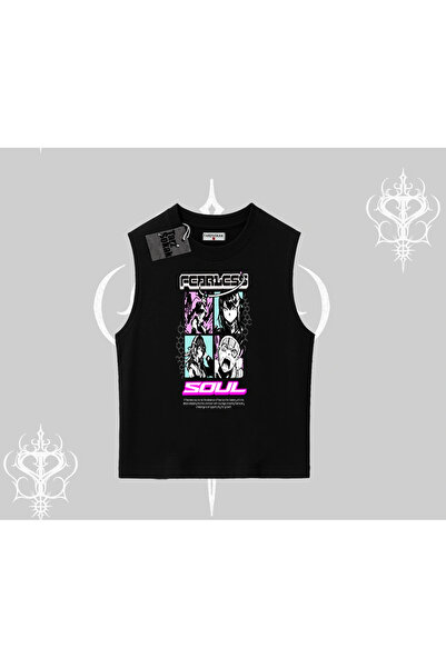 Tarzsokak Tricou fără mâneci Fearless Soul Anime Colaj imprimat