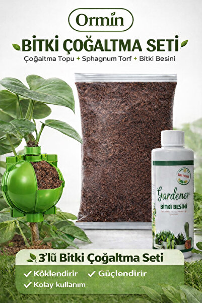 ORMIN Bitki Çoğaltma Seti Çoğaltma Topu 5 adet + Torf + Bitki Besini (3’lü Set)