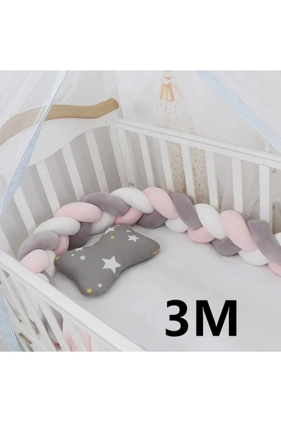 Choice وسادة حماية سرير الأطفال 3M مع عقدة مضفرة للأطفال الرضع، 3 قطع، مصدات ...