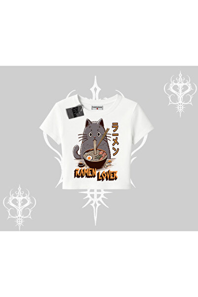 Tarzsokak Babby Tee majica Ramen ljubitelj mačka Anime Štampano